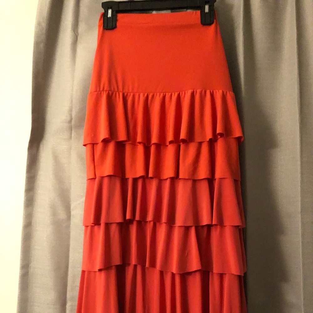 Coral 5 tiered maxi skirt